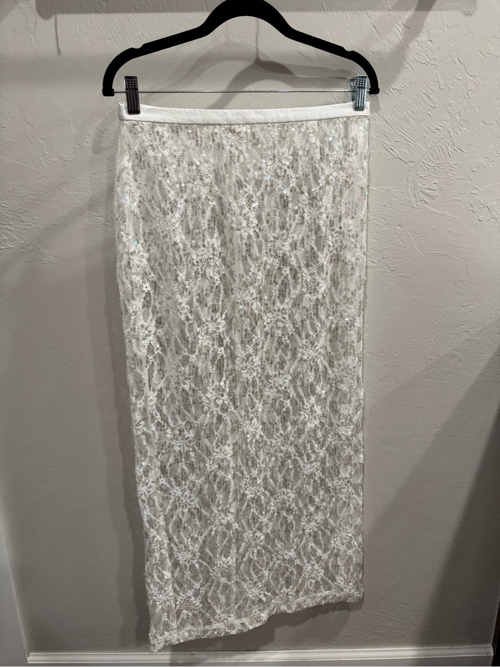 VRG GRL Devyn White Sequin Midi Skirt